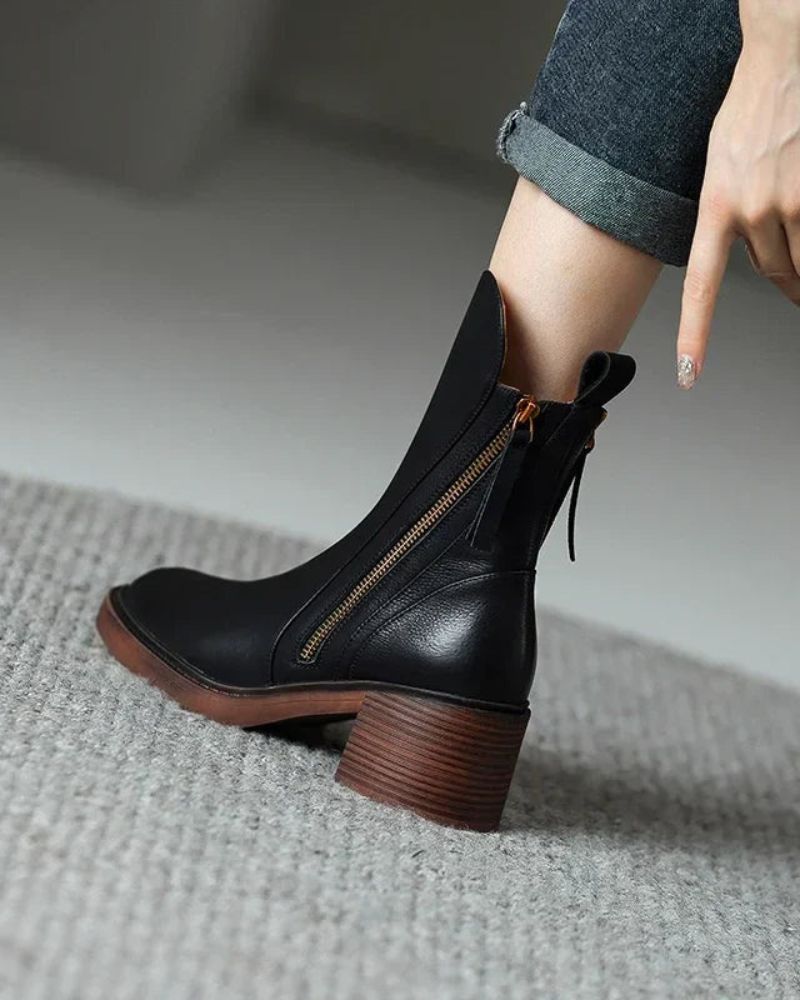 Pernelle | Bottes en Cuir à Talon Carré