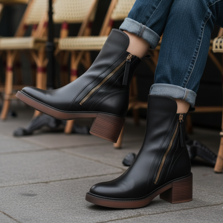 Pernelle | Bottes en Cuir à Talon Carré