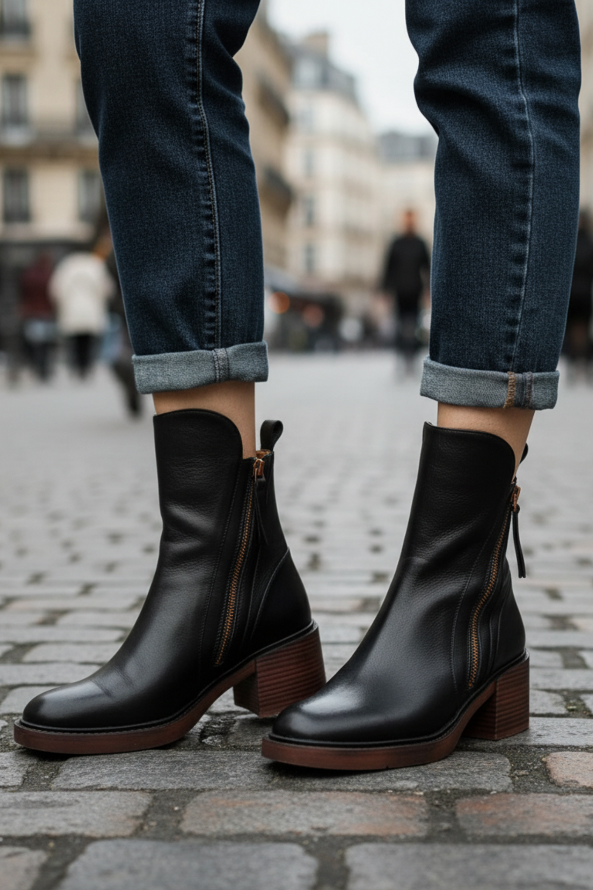 Pernelle | Bottes en Cuir à Talon Carré