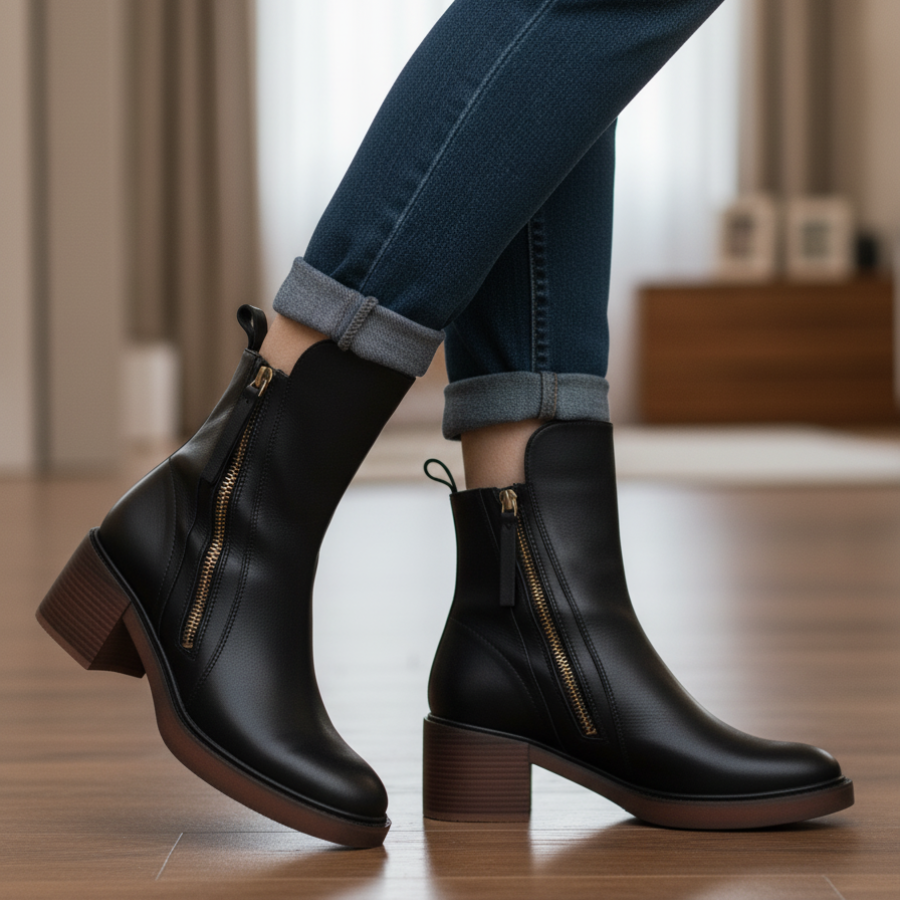 Pernelle | Bottes en Cuir à Talon Carré