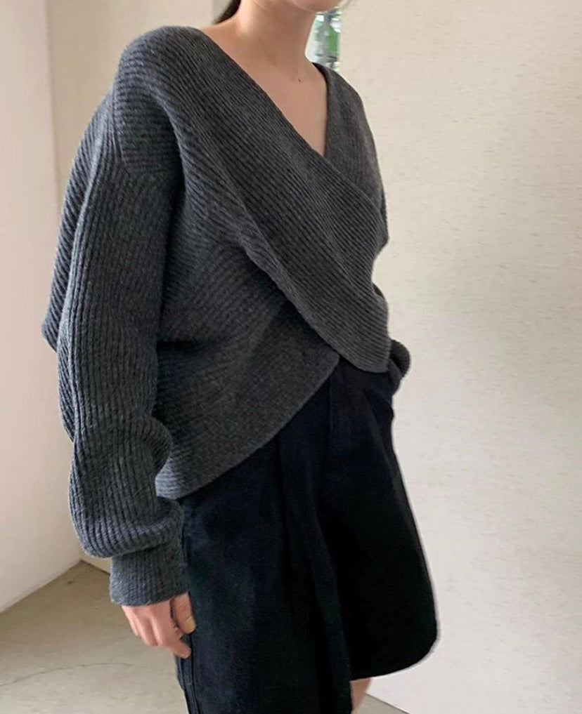ÉLISE | PULL CROISÉ COL V