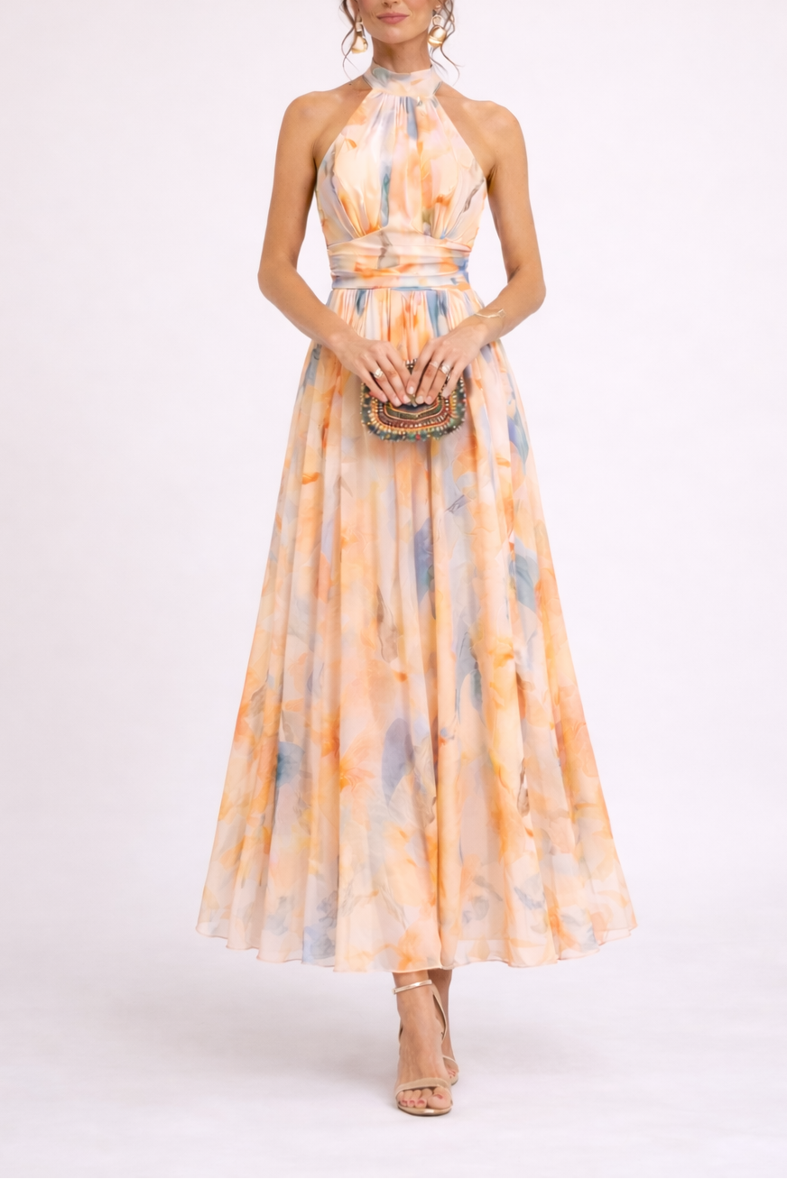 CAMILLE | ROBE FLUIDE IMPRIMÉ AQUARELLE
