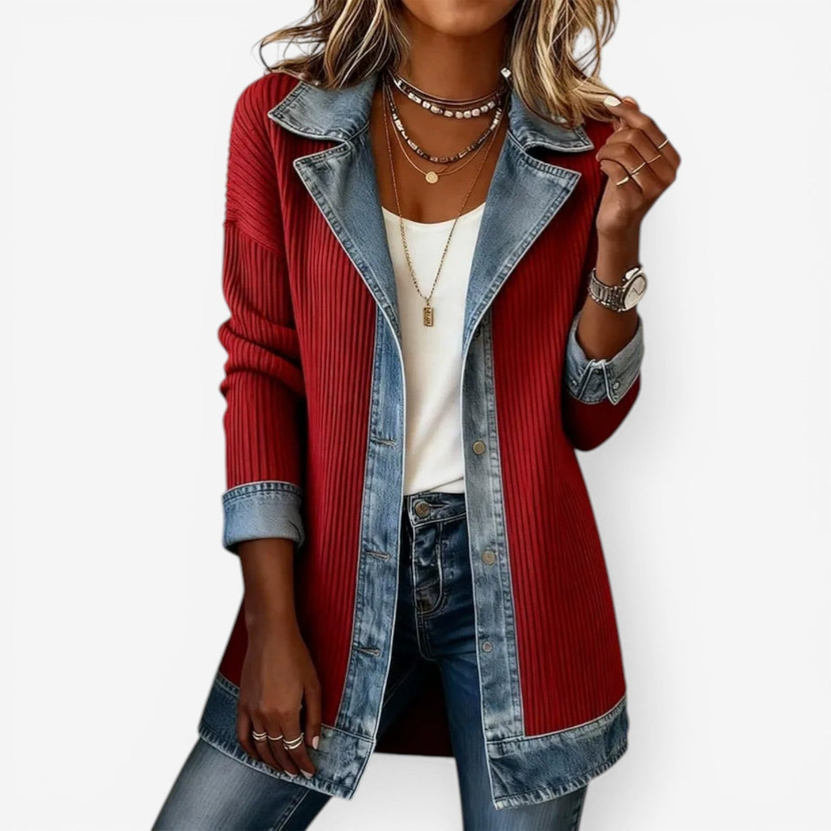 SARAH | VESTE CHIC EFFET SUPERPOSÉ