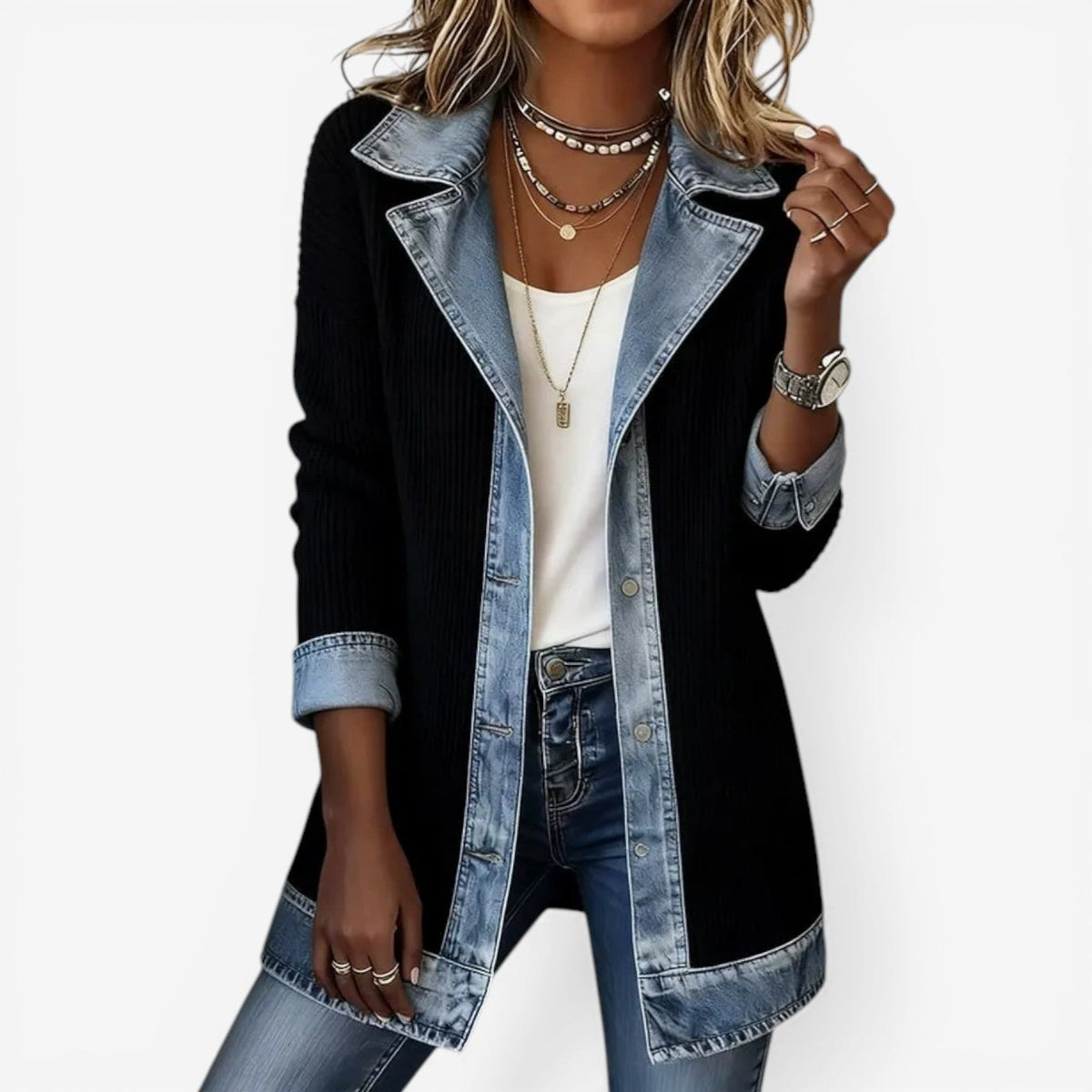 SARAH | VESTE CHIC EFFET SUPERPOSÉ