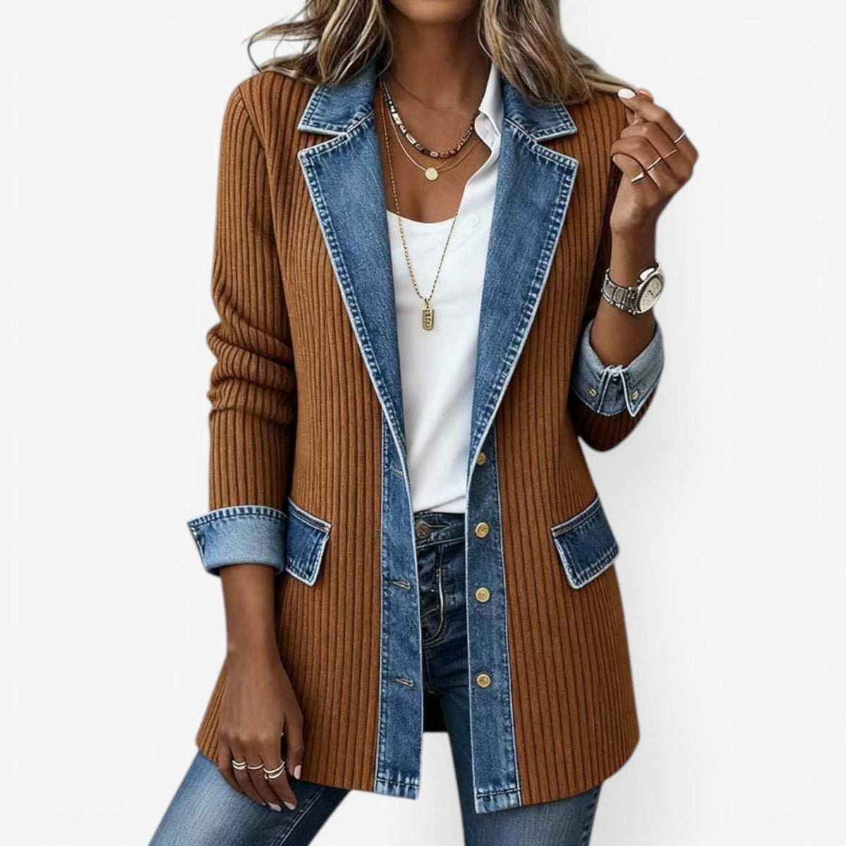 SARAH | VESTE CHIC EFFET SUPERPOSÉ