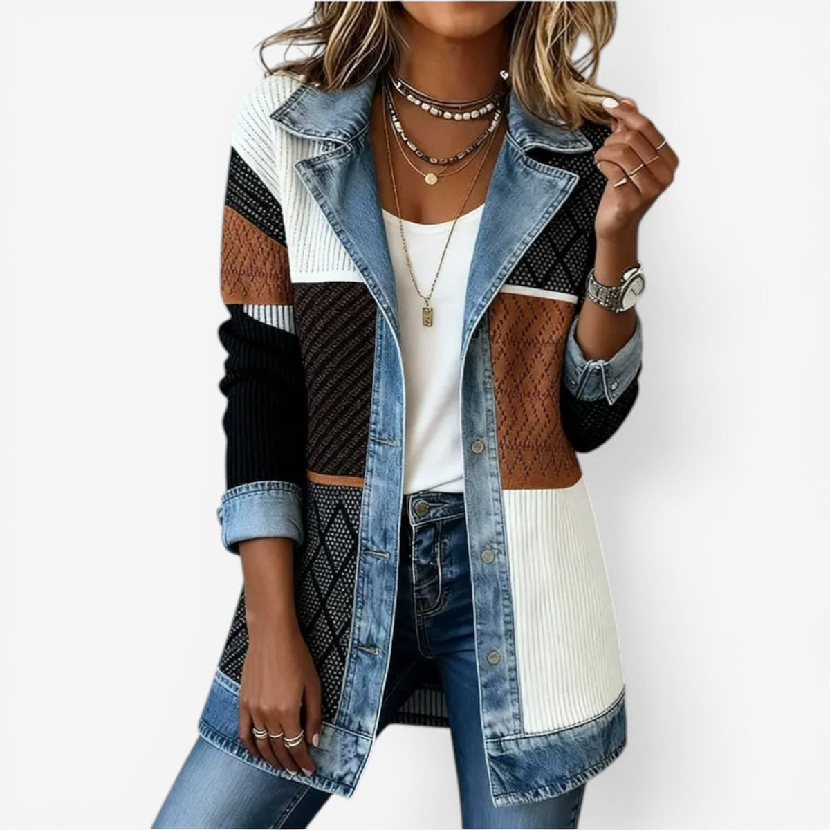 SARAH | VESTE CHIC EFFET SUPERPOSÉ