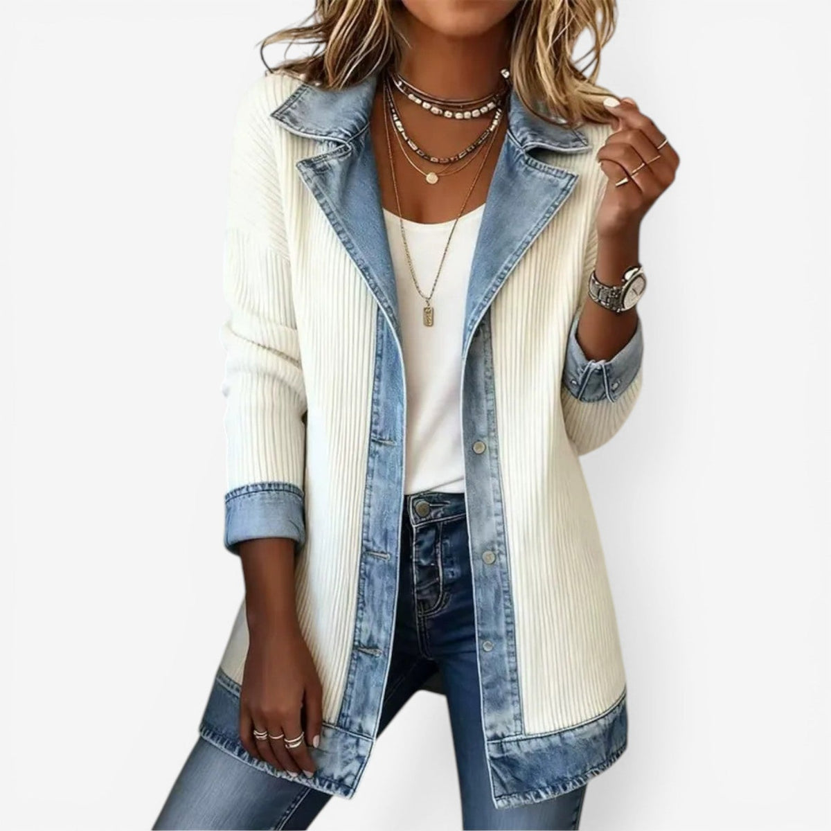 SARAH | VESTE CHIC EFFET SUPERPOSÉ
