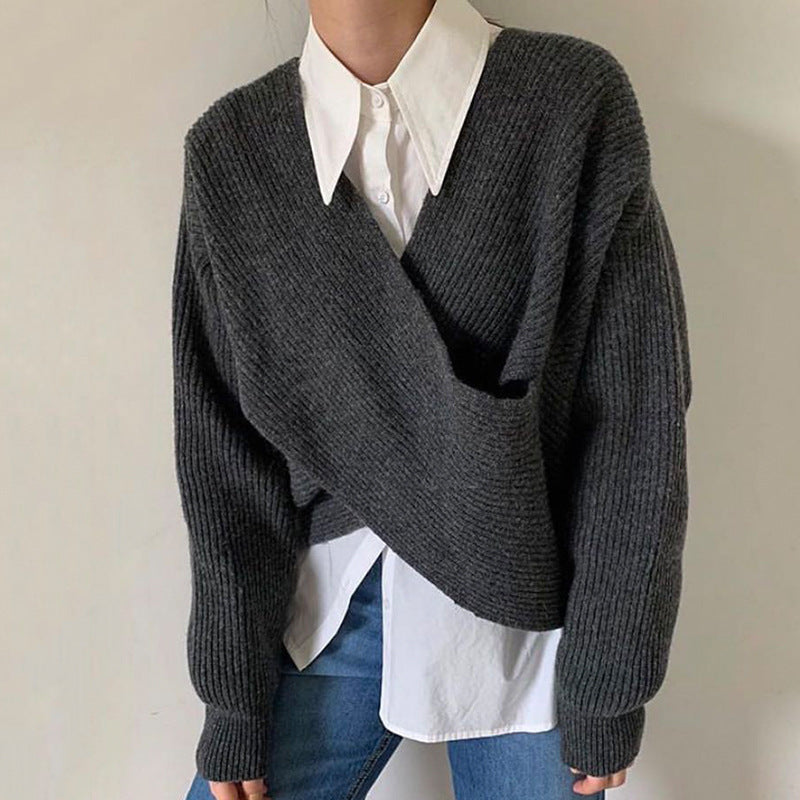 ÉLISE | PULL CROISÉ COL V