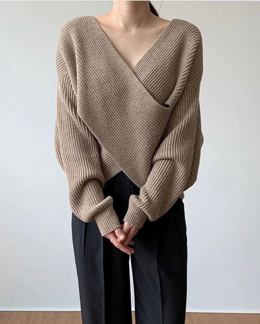 ÉLISE | PULL CROISÉ COL V