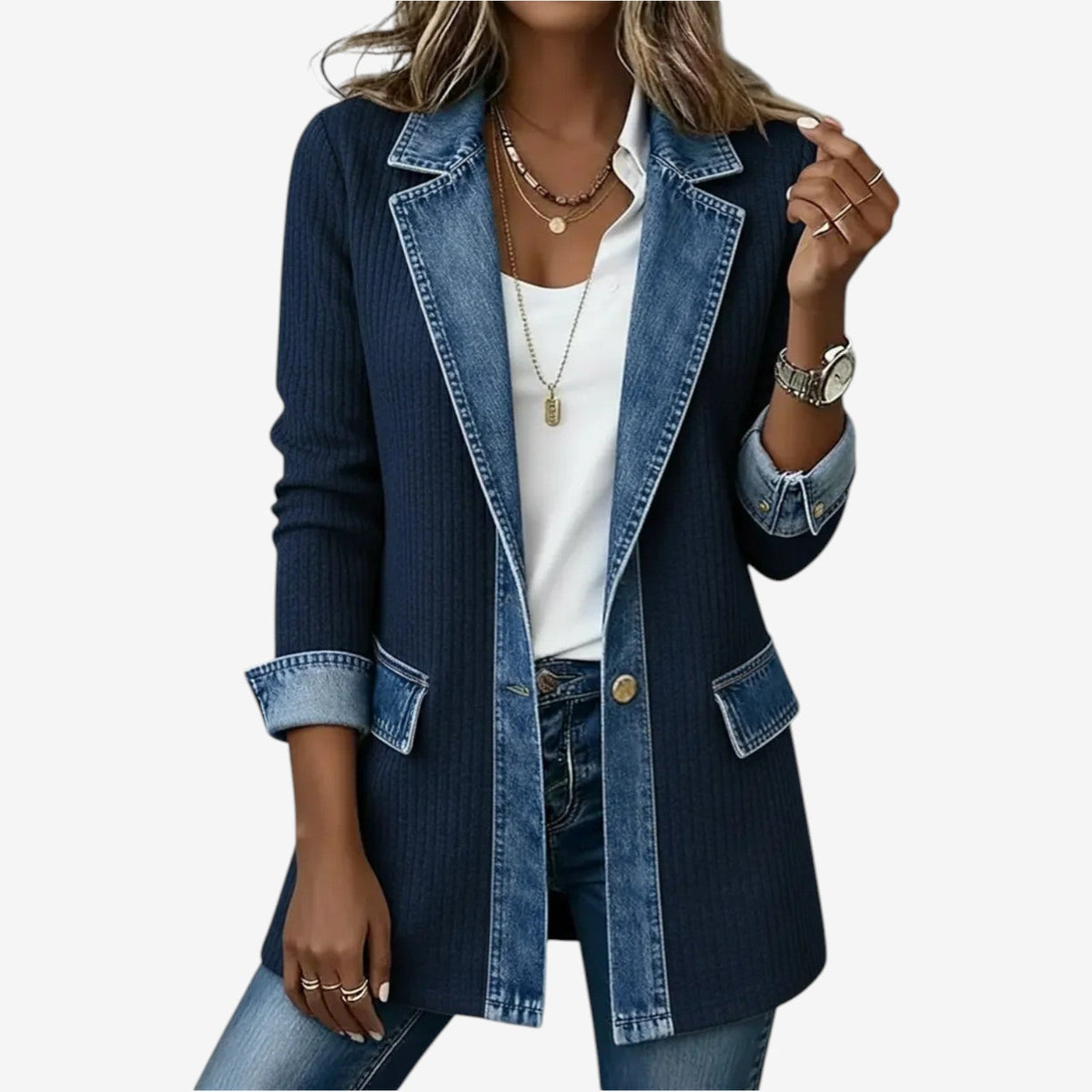 SARAH | VESTE CHIC EFFET SUPERPOSÉ